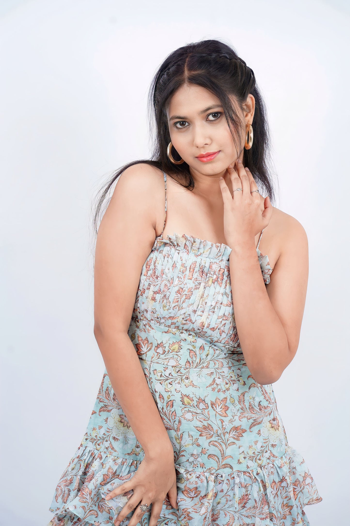 Green Floral Layered Maxi dress