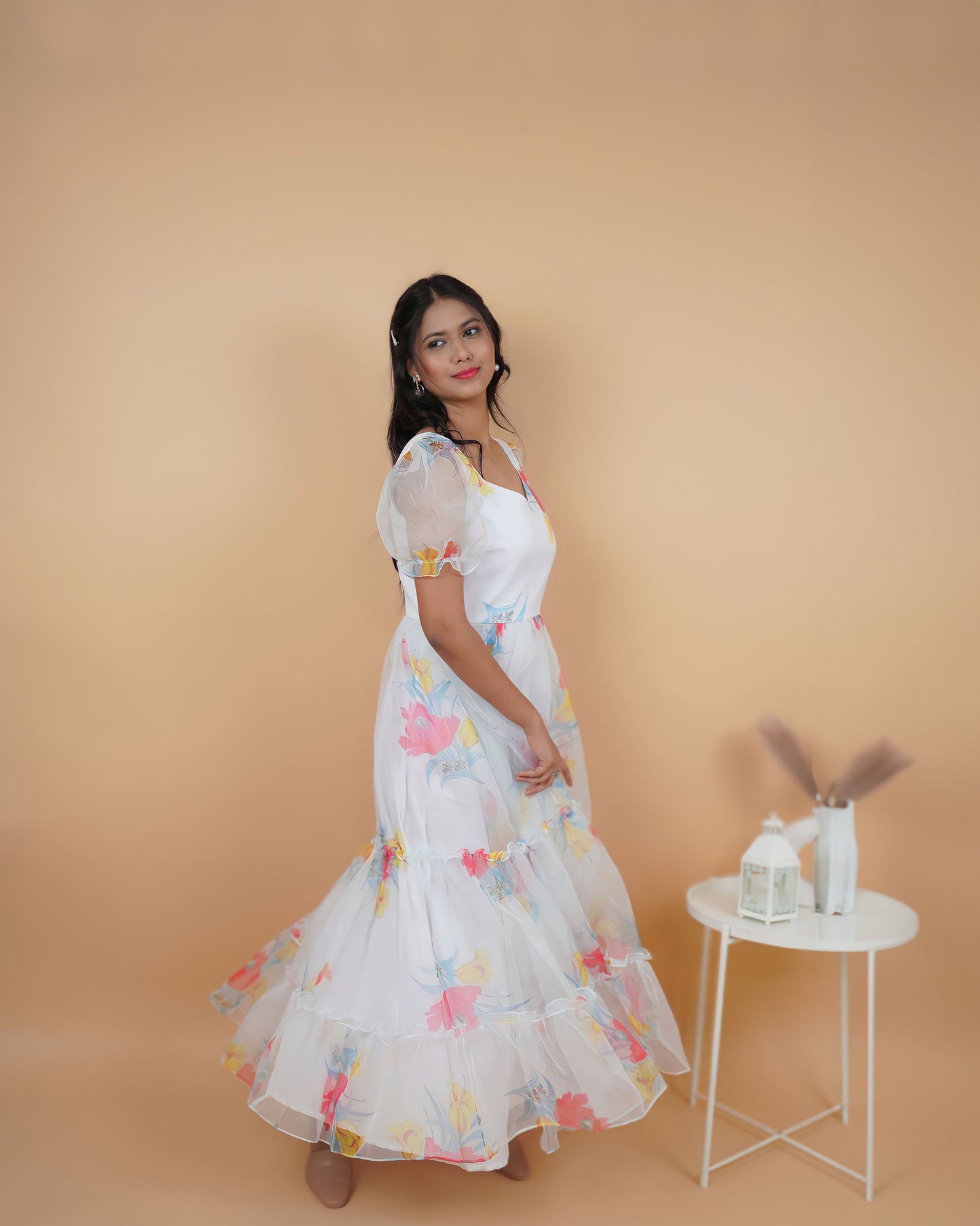 White Floral Organza