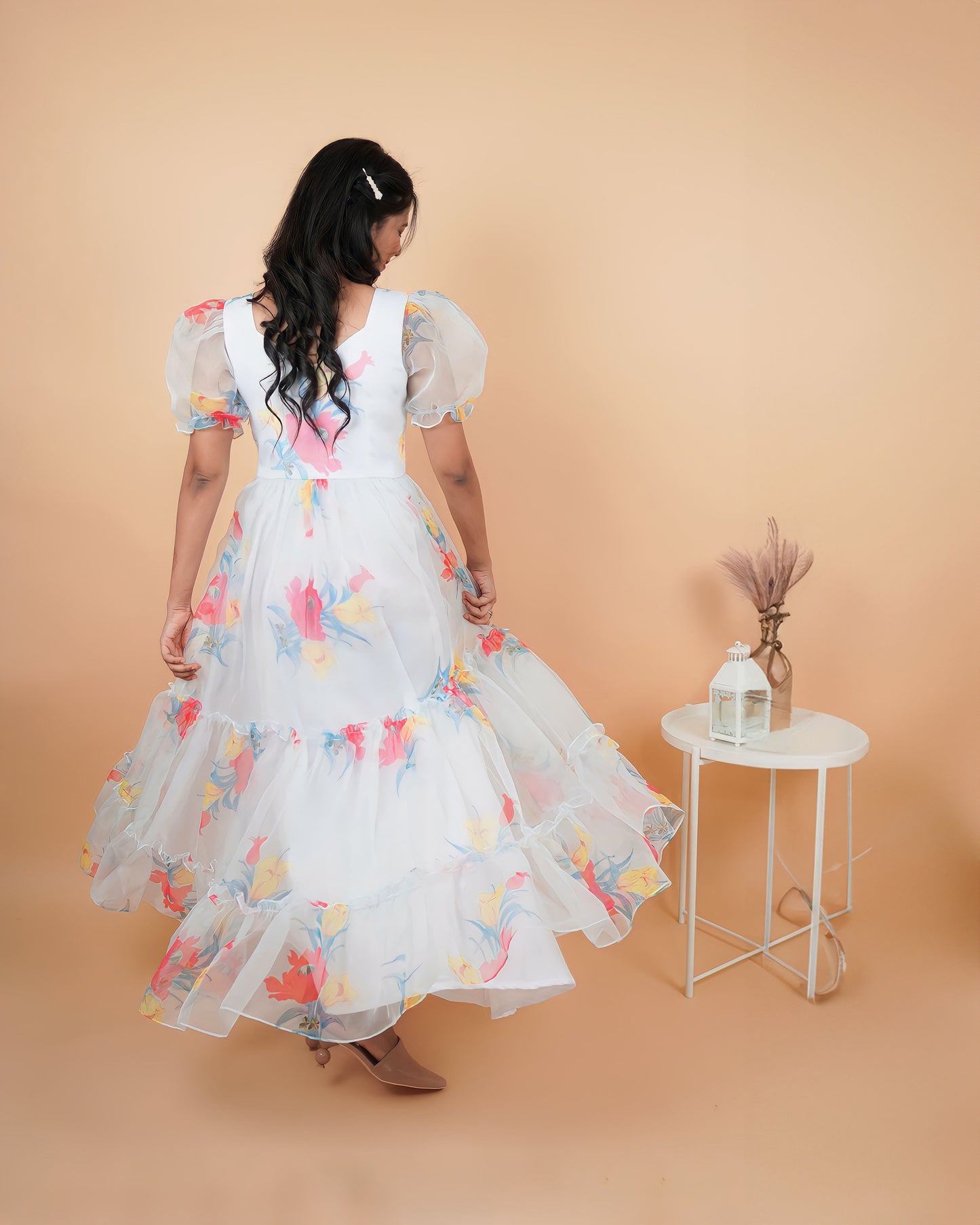 White Floral Organza