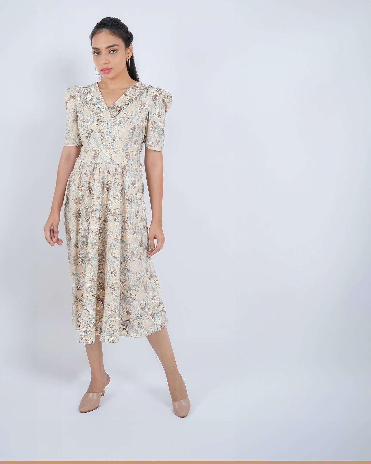 Block printed cotton midi