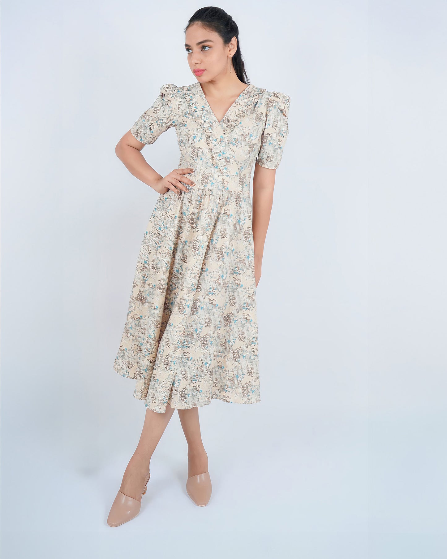 Block printed cotton midi