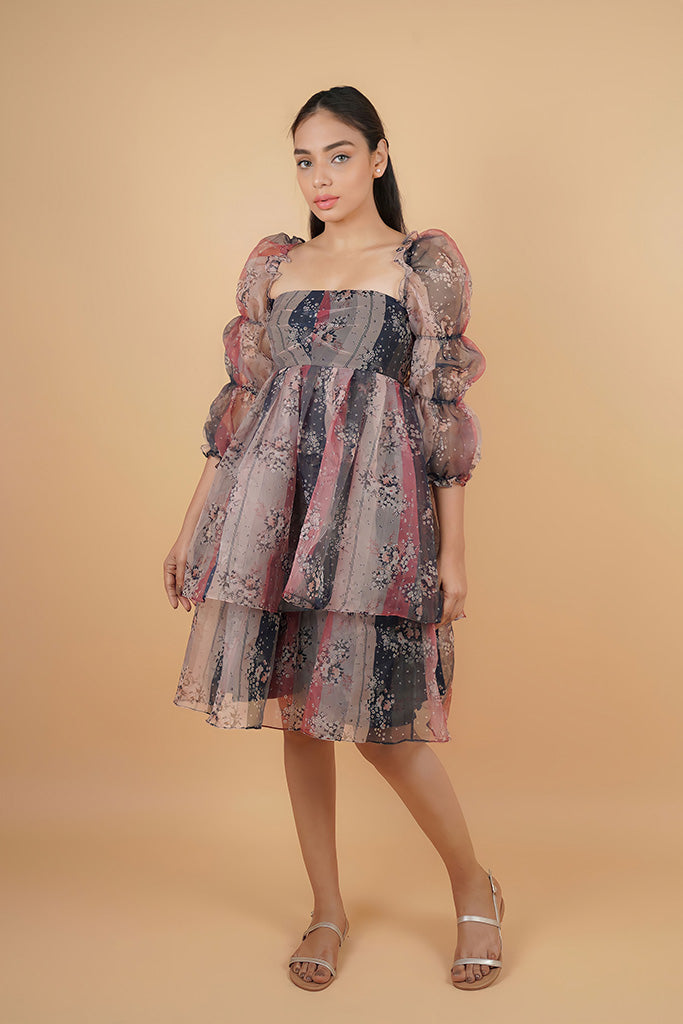 Organza Floral  midi Dress